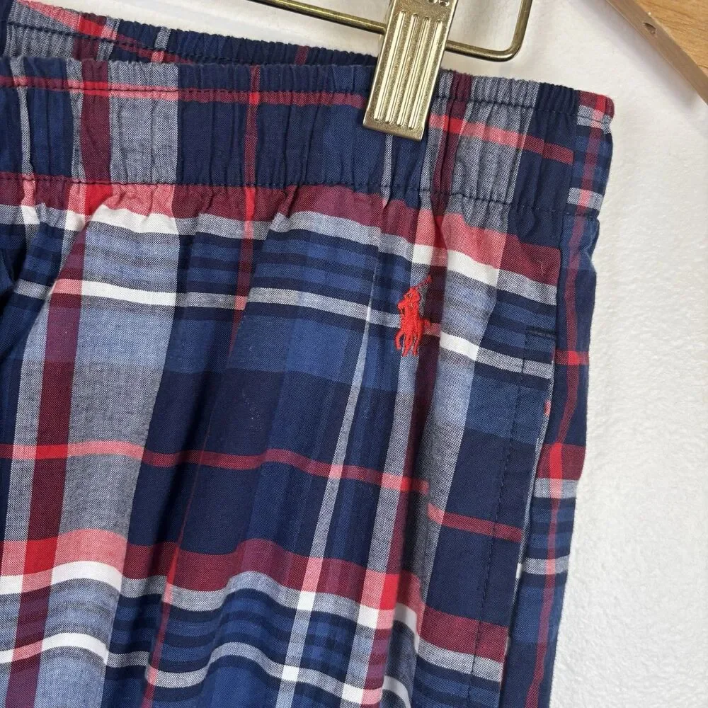 Polo Ralph Lauren Men's Stretch Woven Pajama Set Milton Plaid Navy, M/L READ